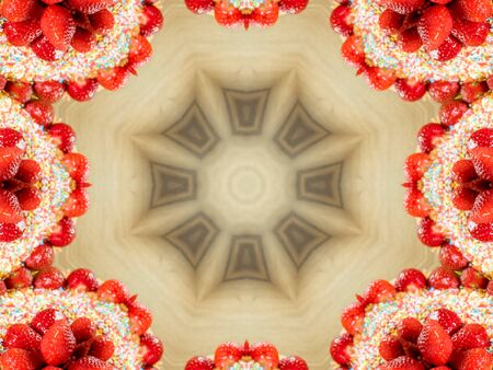 red Ethnic pattern. Abstract kaleidoscope fabric design.の写真素材