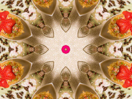 Brown Ethnic pattern. Abstract kaleidoscope fabric design.の写真素材