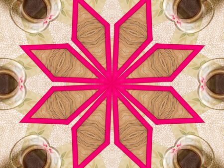 red Ethnic pattern. Abstract kaleidoscope fabric design.の写真素材