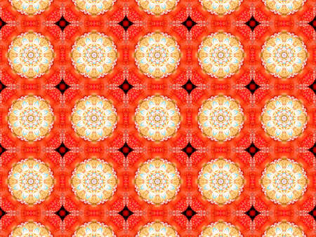 red Ethnic pattern. Abstract kaleidoscope fabric design.の写真素材