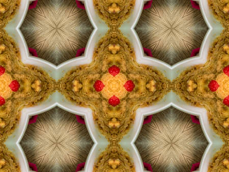 Brown Ethnic pattern. Abstract kaleidoscope fabric design.
