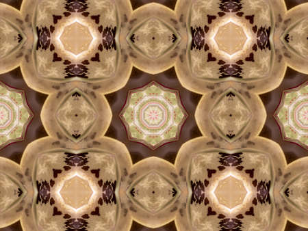 Brown Ethnic pattern. Abstract kaleidoscope fabric design.