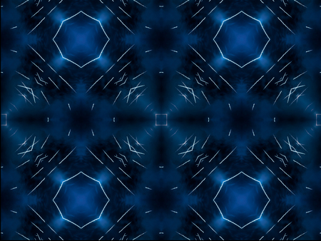 Blue Ethnic pattern. Abstract kaleidoscope fabric design.の写真素材