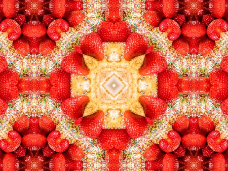 red Ethnic pattern. Abstract kaleidoscope fabric design.の写真素材