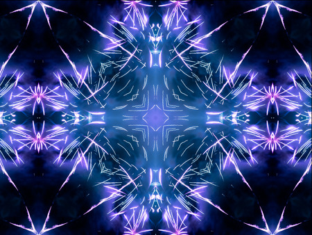 Blue Ethnic pattern. Abstract kaleidoscope fabric design.の写真素材