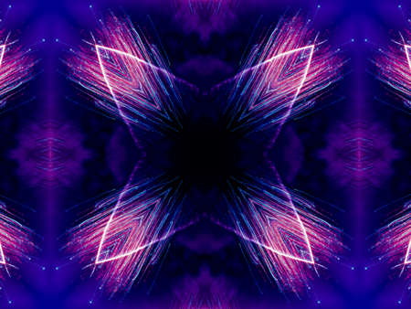 Purple Ethnic pattern. Abstract kaleidoscope fabric design.の写真素材