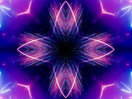 Purple Ethnic pattern. Abstract kaleidoscope fabric design.の写真素材