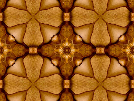 Brown Ethnic pattern. Abstract kaleidoscope fabric design.の写真素材