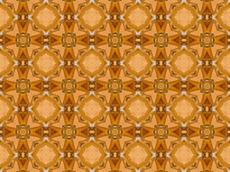 Brown Ethnic pattern. Abstract kaleidoscope fabric design.の写真素材