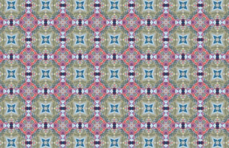 Blue Ethnic pattern. Abstract kaleidoscope fabric design.の写真素材