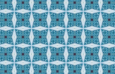 Blue Ethnic pattern. Abstract kaleidoscope fabric design.