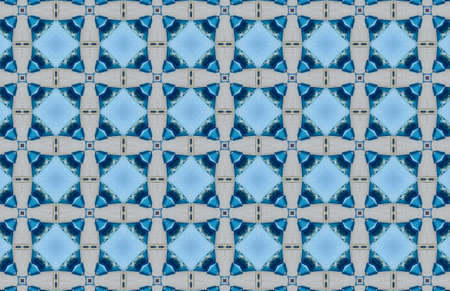 Blue Ethnic pattern. Abstract kaleidoscope fabric design.