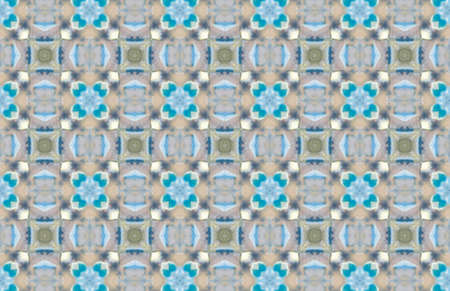 Blue Ethnic pattern. Abstract kaleidoscope fabric design.の写真素材