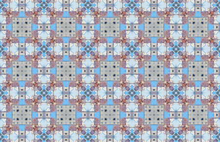 Blue Ethnic pattern. Abstract kaleidoscope fabric design.の写真素材