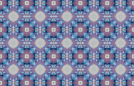 Blue Ethnic pattern. Abstract kaleidoscope fabric design.