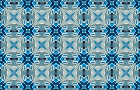Blue Ethnic pattern. Abstract kaleidoscope fabric design.の写真素材