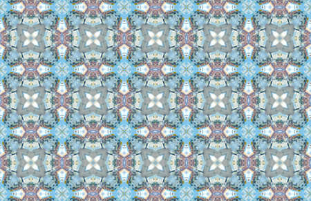 Blue Ethnic pattern. Abstract kaleidoscope fabric design.の写真素材