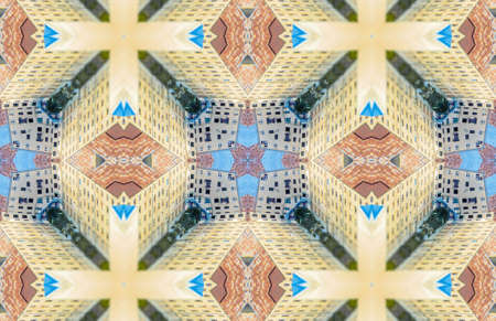Colored Ethnic pattern. Abstract kaleidoscope fabric design.の写真素材