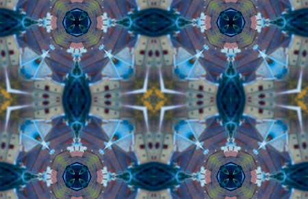 Blue Ethnic pattern. Abstract kaleidoscope fabric design.の写真素材