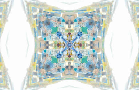 White Ethnic pattern. Abstract kaleidoscope fabric design.の写真素材