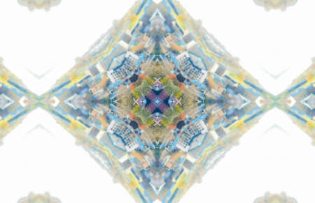 White Ethnic pattern. Abstract kaleidoscope fabric design.の写真素材
