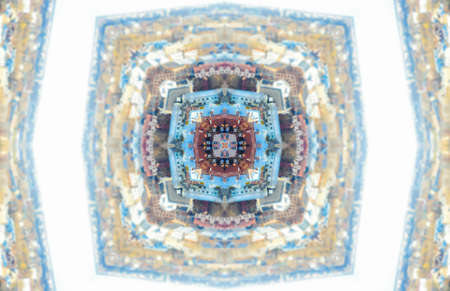 White Ethnic pattern. Abstract kaleidoscope fabric design.の写真素材