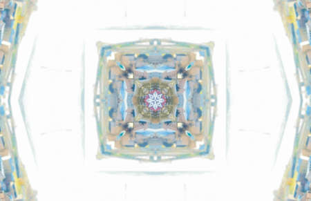 White Ethnic pattern. Abstract kaleidoscope fabric design.の写真素材