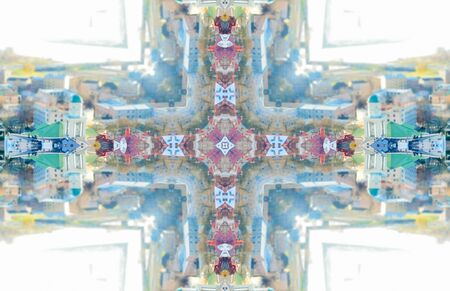 White Ethnic pattern. Abstract kaleidoscope fabric design.の写真素材