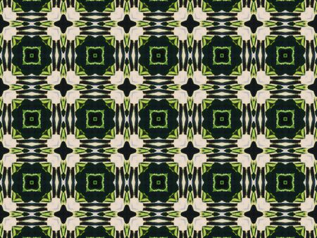 Green Ethnic pattern. Abstract kaleidoscope fabric design.