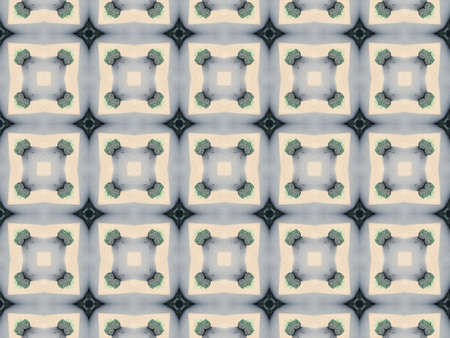 Blue Ethnic pattern. Abstract kaleidoscope fabric design.