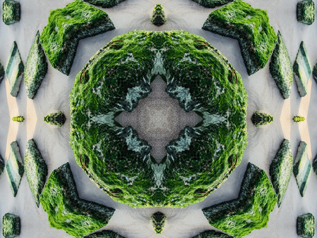 Green Ethnic pattern. Abstract kaleidoscope fabric design.の写真素材