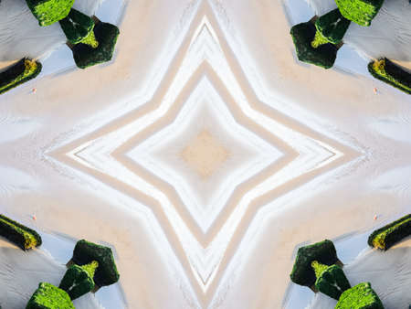 Green Ethnic pattern. Abstract kaleidoscope fabric design.の写真素材