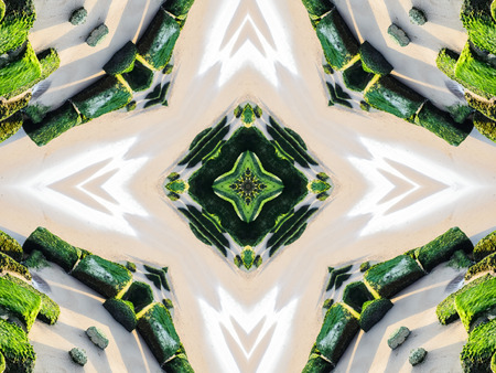 Green Ethnic pattern. Abstract kaleidoscope fabric design.の写真素材