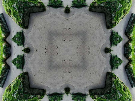 Green Ethnic pattern. Abstract kaleidoscope fabric design.の写真素材