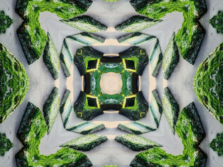 Green Ethnic pattern. Abstract kaleidoscope fabric design.の写真素材