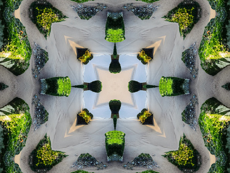 Green Ethnic pattern. Abstract kaleidoscope fabric design.の写真素材