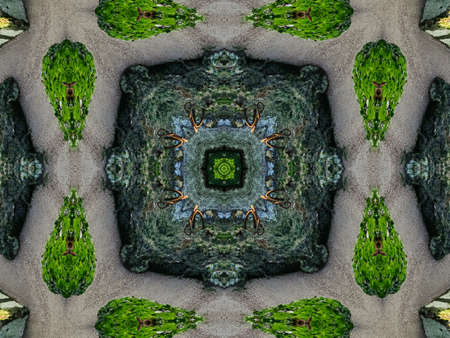 Green Ethnic pattern. Abstract kaleidoscope fabric design.の写真素材