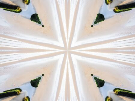 Green Ethnic pattern. Abstract kaleidoscope fabric design.の写真素材