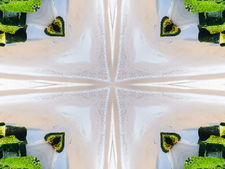 Green Ethnic pattern. Abstract kaleidoscope fabric design.の写真素材