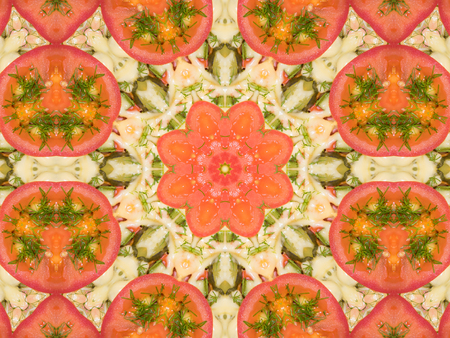 orange color drawing in kaleidoscope pattern - orange color drawing in kaleidoscope pattern for backgroundの写真素材