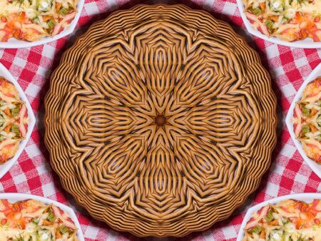 orange color drawing in kaleidoscope pattern - orange color drawing in kaleidoscope pattern for backgroundの写真素材