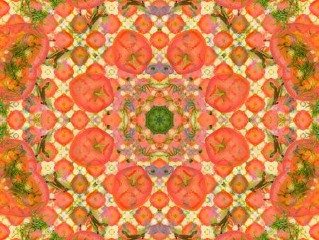 orange color drawing in kaleidoscope pattern - orange color drawing in kaleidoscope pattern for backgroundの写真素材