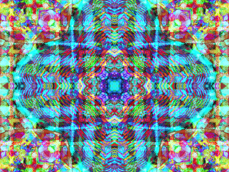 Kaleidoscopic floral pattern, mandala design in pink and purple colorsの写真素材