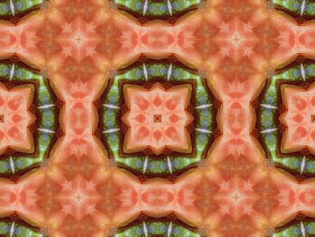 orange color drawing in kaleidoscope pattern - orange color drawing in kaleidoscope pattern for backgroundの写真素材