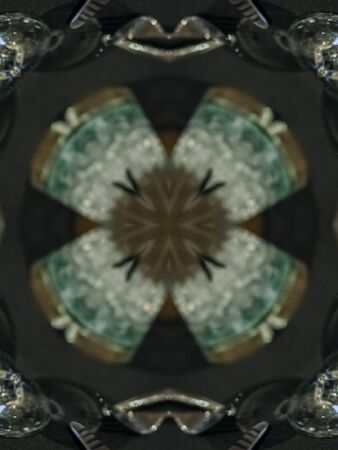 Brown Ethnic pattern. Abstract kaleidoscope fabric design.