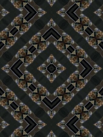 Brown Ethnic pattern. Abstract kaleidoscope fabric design.の写真素材