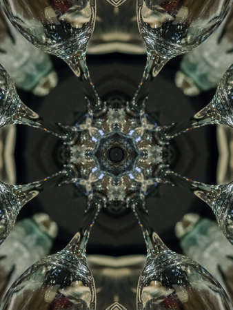 Brown Ethnic pattern. Abstract kaleidoscope fabric design.の写真素材