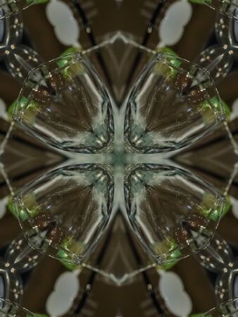 Brown Ethnic pattern. Abstract kaleidoscope fabric design.の写真素材