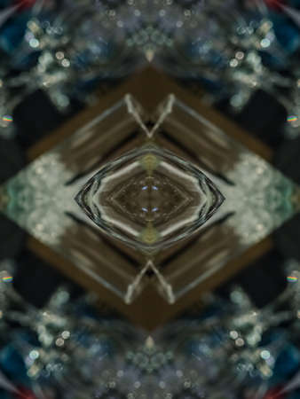 Brown Ethnic pattern. Abstract kaleidoscope fabric design.の写真素材