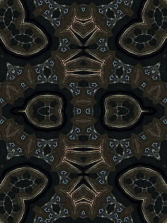 Brown Ethnic pattern. Abstract kaleidoscope fabric design.
